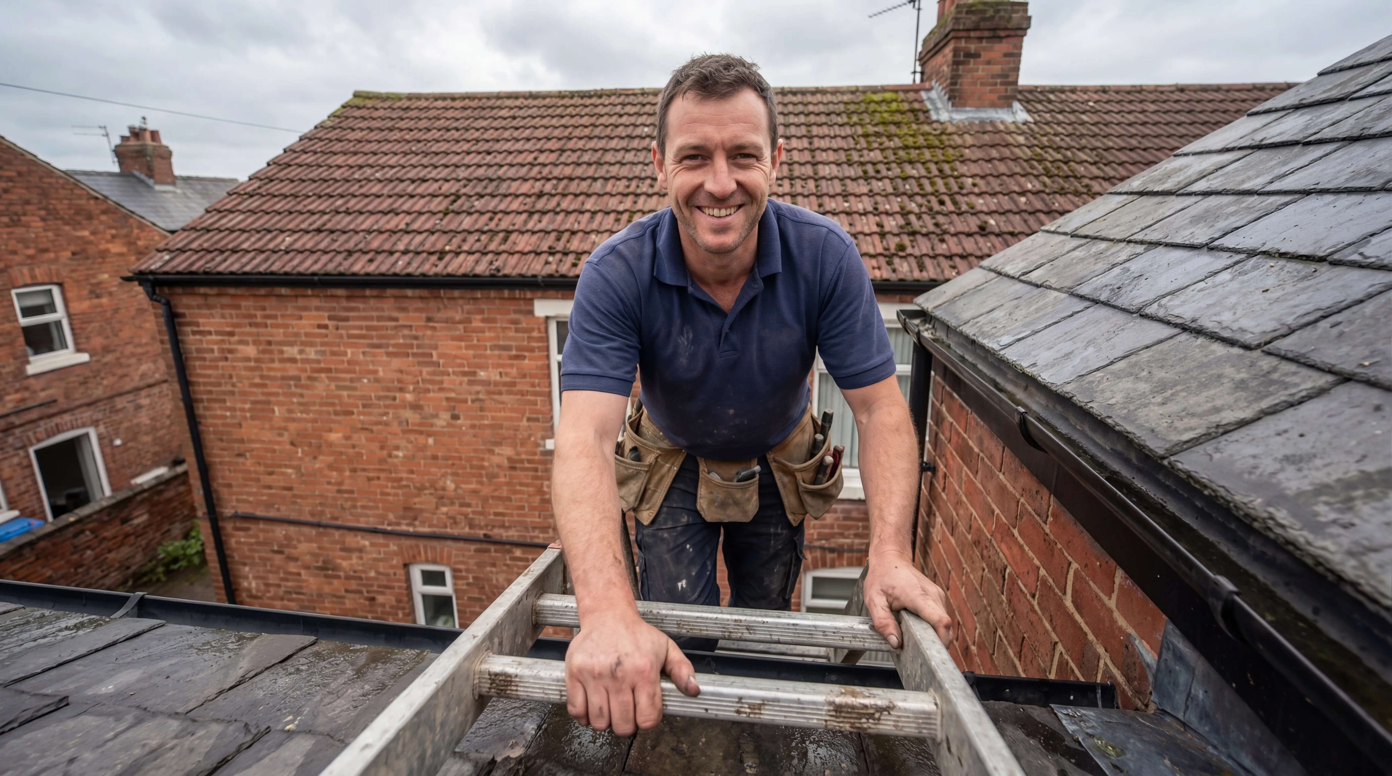 Professional roofer working on a roof